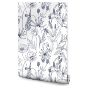 Papier Peint Fleurs Herbes Plantes Dans Style Rétro Pour La Chambre