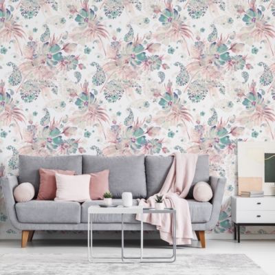 Papier Peint FLEURS Plantes Pastel Pour La Chambre