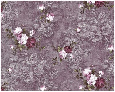 Papier peint floral EDEM 9045-25 Papier peint intissé gaufré au design romantique mat pourpre aubergine rouge vin blanc