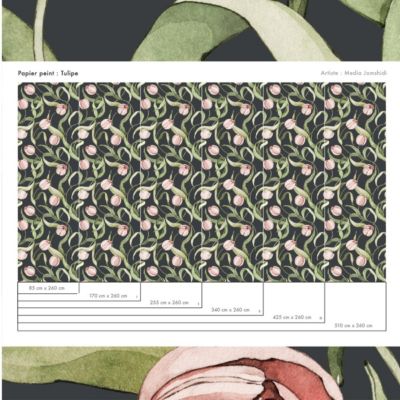 Papier peint floral et végétal avec tulipes - 340x260 cm (l x h)