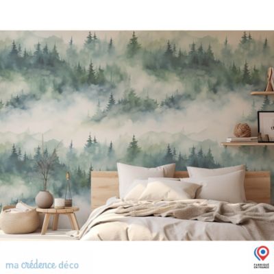 Papier peint Forêt de sapins et aquarelle - Intissé - 400 cm - 280 cm - MaCrédenceDéco