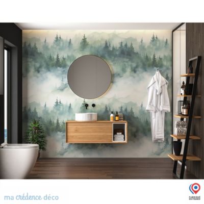 Papier peint Forêt de sapins et aquarelle - Intissé - 400 cm - 280 cm - MaCrédenceDéco