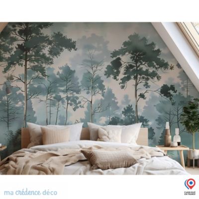 Papier peint Forêt de sapins et aquarelle - Intissé - 400 cm - 280 cm - MaCrédenceDéco