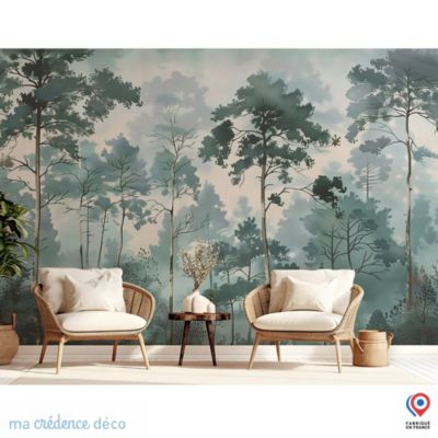 Papier peint Forêt de sapins et aquarelle - Intissé - 400 cm - 280 cm - MaCrédenceDéco
