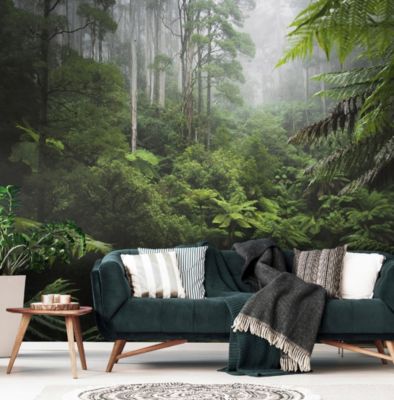 Papier Peint Foret Tropicale Vert Intissé Panoramique 250x175 cm - Colle Inclus - Chambre et Salon - Moderne Papier Peint
