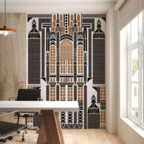 Papier peint formes géométriques, imitation façade d'un batiment - 85x260 cm (l x h)