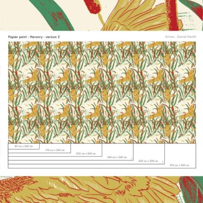 Papier peint Hérons - Paysage mare de roseaux - Heronry - version 2 - 85x260 cm (l x h)