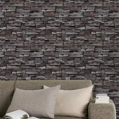 Papier peint imitation brique Arrou ardoise