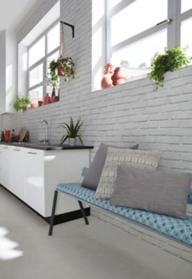 Papier peint imitation brique vinyle sur intissé Luynes GoodHome blanc