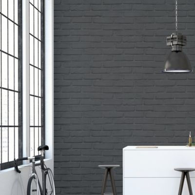 Papier peint imitation brique vinyle sur intissé Luynes GoodHome noir