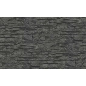 Papier peint Imitation " Pierre de Craie" (10mx 0.53 m - Noir)