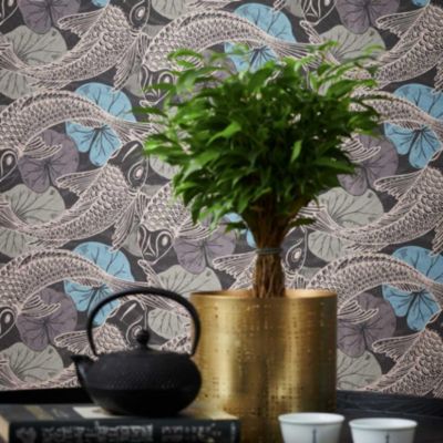Papier peint imprimé carpes (10mx 0.53 m - Multicolore)