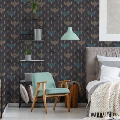 Papier peint imprimé Charleston (10mx 0.53 m - Noir)