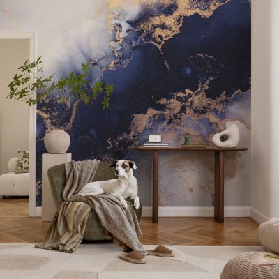 Papier Peint Industriel Tulup 312x219 cm Vagues bleu marine Pour Le Salon, Bureau, Chambre