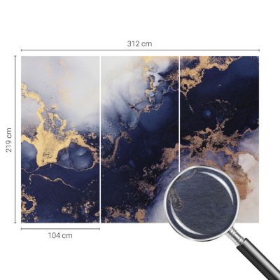 Papier Peint Industriel Tulup 312x219 cm Vagues bleu marine Pour Le Salon, Bureau, Chambre
