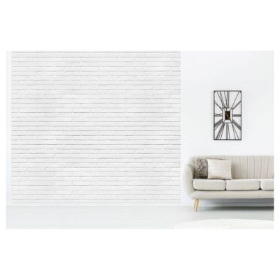 Papier peint intissé briques blanches LOFT BLANC 300 x 270 cm (LxH) - Tapisserie panoramique Made in France par Scenolia