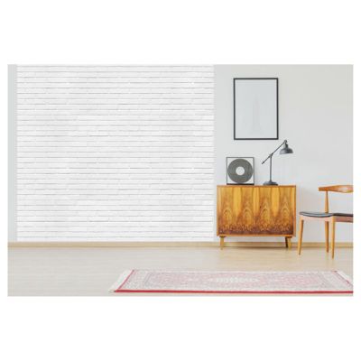 Papier peint intissé briques blanches LOFT BLANC 300 x 270 cm (LxH) - Tapisserie panoramique Made in France par Scenolia