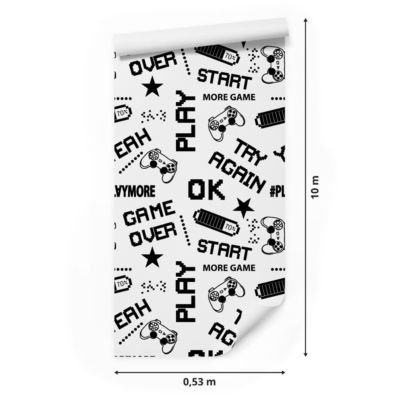 Papier Peint Intissé ECRITS Noir Et Blanc Pour Chambre D'Enfant