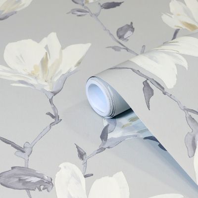 Papier peint intissé GoodHome Leuzea gris clair | Castorama