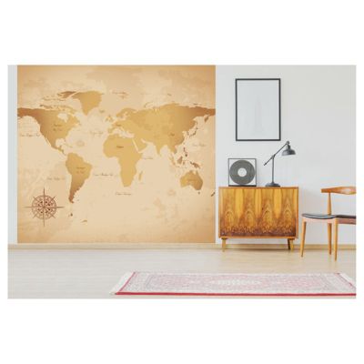 Papier peint intissé mappemonde EST EN OUEST 300 x 270 cm (LxH) - Tapisserie murale panoramique Made in France par Scenolia