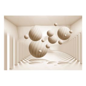 Papier peint intissé panoramique 3d et perspective beige balls 100x70 cm