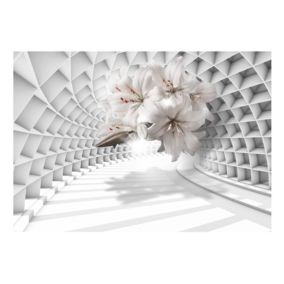 Papier peint intissé panoramique 3d et perspective flowers in the tunnel 300x210 cm