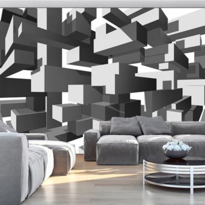 Papier peint intissé panoramique 3d et perspective grey notes 200x140 cm