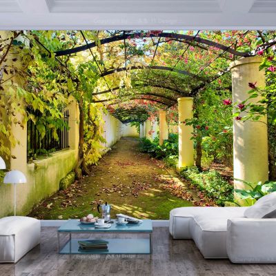 Papier peint intissé panoramique 3d et perspective pergola 350x245 cm