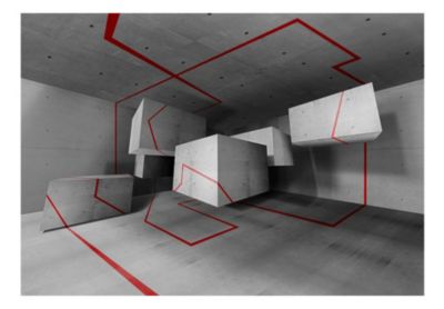 Papier peint intissé panoramique 3d et perspective red trail 100x70 cm