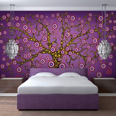 Papier peint intissé panoramique abstractions abstraction: arbre (violet) 400x309 cm