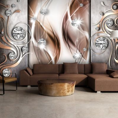 Papier peint intissé panoramique abstractions brown and diamonds 300x210 cm