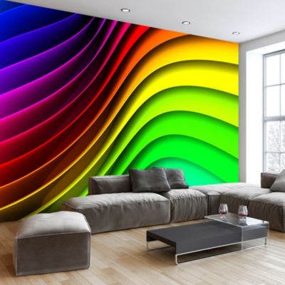 Papier peint intissé panoramique abstractions rainbow waves 1 300x210 cm