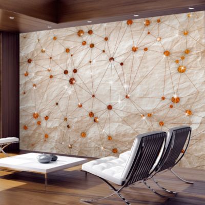 Papier peint intissé panoramique abstractions stone and gold 350x245 cm
