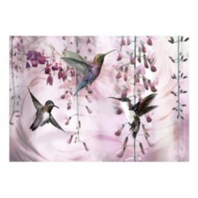 Papier peint intissé panoramique animaux flying hummingbirds (pink) 350x245 cm