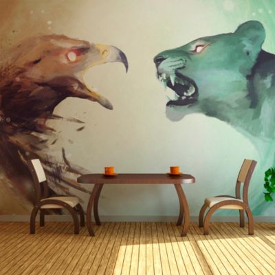 Papier peint intissé panoramique animaux interspecies clash 400x309 cm