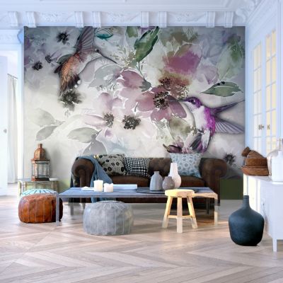 Papier peint intissé panoramique animaux nature in watercolor 350x245 cm