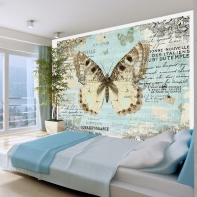 Papier peint intissé panoramique animaux postcard with butterfly 400x280 cm