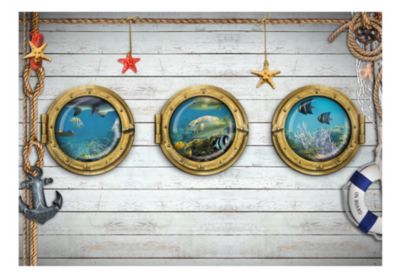 Papier peint intissé panoramique animaux tree portholes 100x70 cm