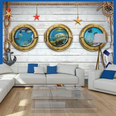 Papier peint intissé panoramique animaux tree portholes 100x70 cm