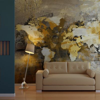 Papier peint intissé panoramique carte du monde artistic map of the world 350x270 cm