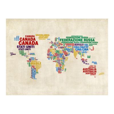 Papier peint intissé panoramique carte du monde carte (en italien) 350x270 cm
