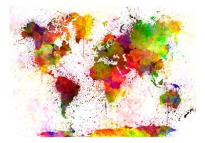 Papier peint intissé panoramique carte du monde dyed world 300x210 cm