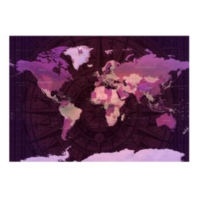 Papier peint intissé panoramique carte du monde purple world map 350x245 cm