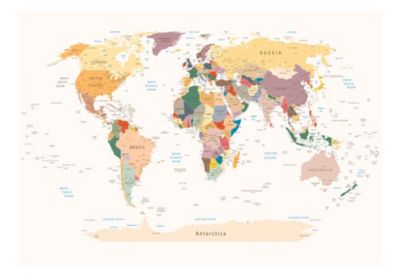 Papier peint intissé panoramique carte du monde world map 400x280 cm