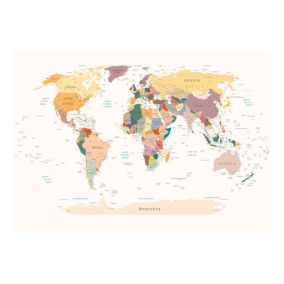 Papier peint intissé panoramique carte du monde world map 400x280 cm