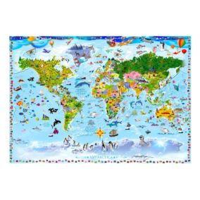 Papier peint intissé panoramique carte du monde world map for kids 350x245 cm