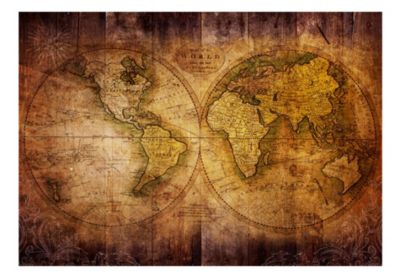 Papier peint intissé panoramique carte du monde world on old map 250x175 cm