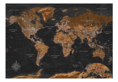 Papier peint intissé panoramique carte du monde world: stylish map 300x210 cm