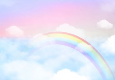 Papier Peint Intissé Panoramique Enfant Arc-en-ciel Ciel 250x175 cm - Colle Inclus - Chambre et Salon - Moderne Trompe l'oeil