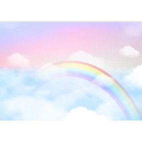 Papier Peint Intissé Panoramique Enfant Arc-en-ciel Ciel 400x280 cm - Colle Inclus - Chambre et Salon - Moderne Trompe l'oeil
